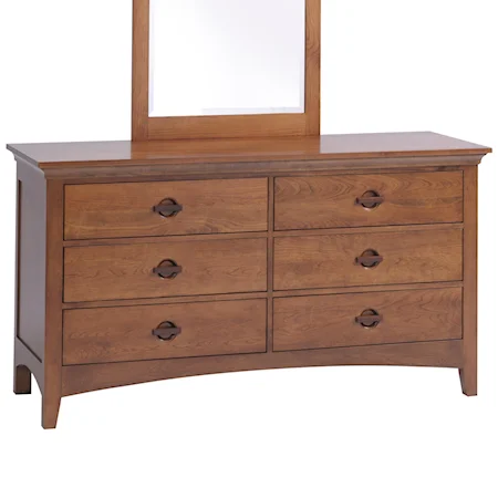 6 Drawer Dresser with Natural Detailing